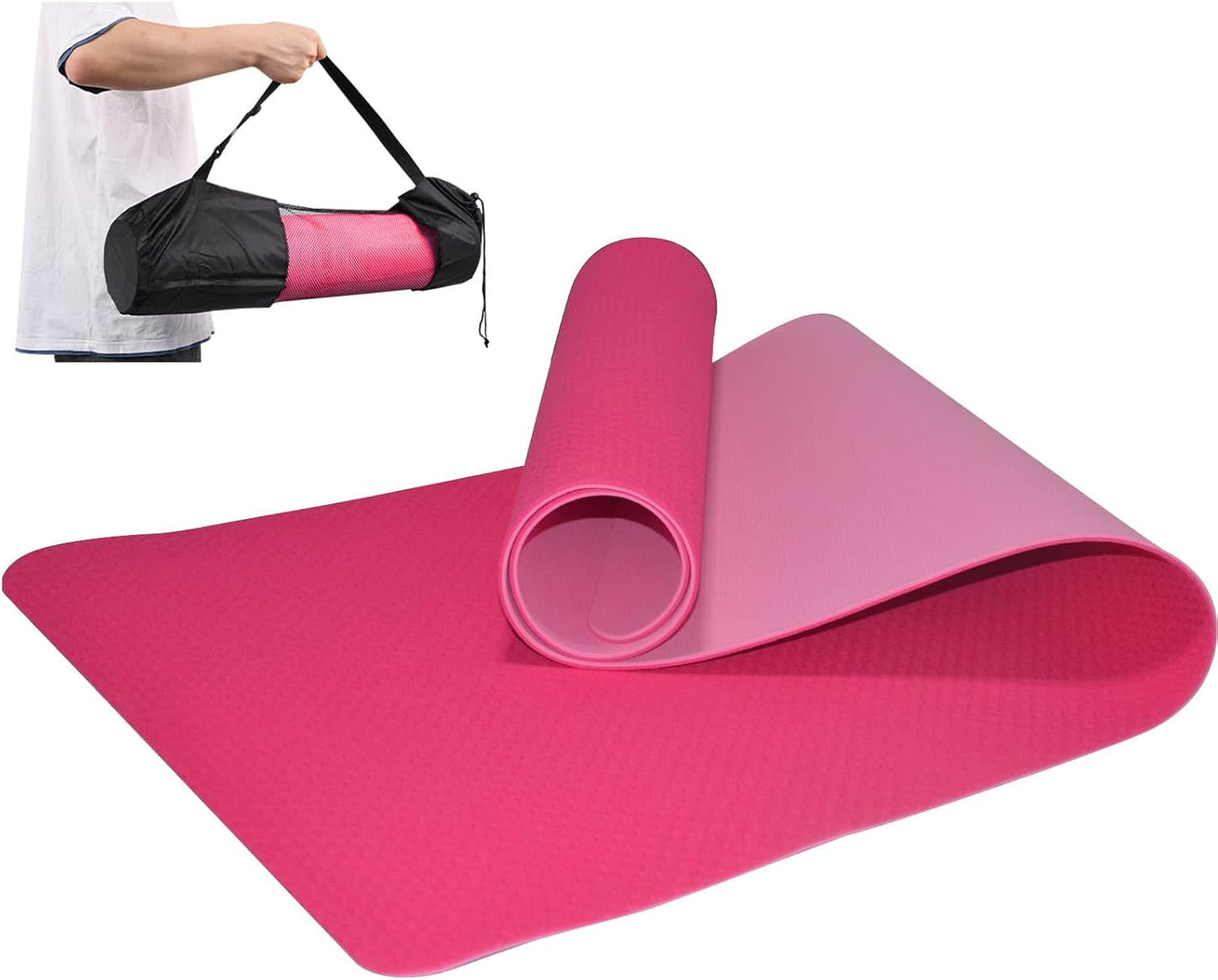 Yoga Mat, Non-Slip Thick Yoga Mats for Women, Kids Yoga Mat with Bag, Soft Yoga Mats for Body Recovery/Pilates Class/Physical Exercising Physical Therapy (Pink)