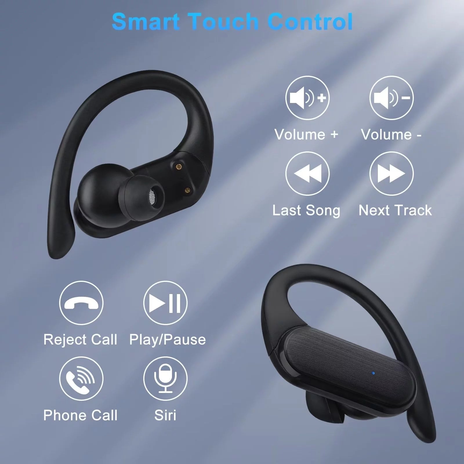 Bluetooth 5.3 IPX7 Noise Cancelling Wireless Earbuds with 45H Playtime, Black