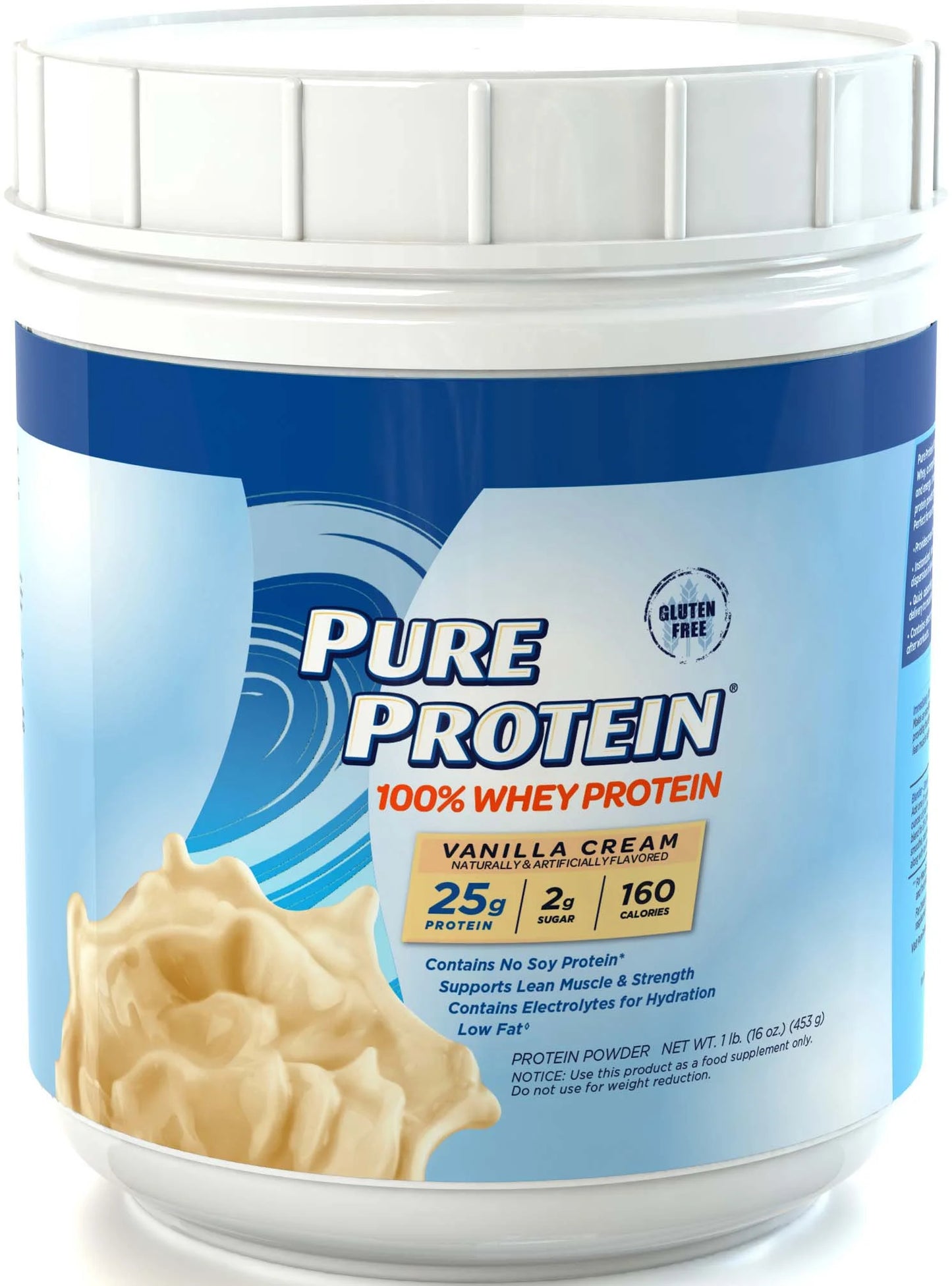 100% Whey Protein Powder, Vanilla Cream, 25G Protein, 1 Lb