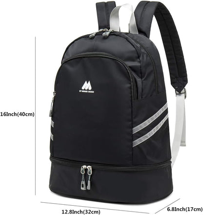 Gym Backpack for Women with Shoe Compartment & Wet Pocket & Lunch Compartment, Waterproof Gym Bag Laptop Purses(Black)