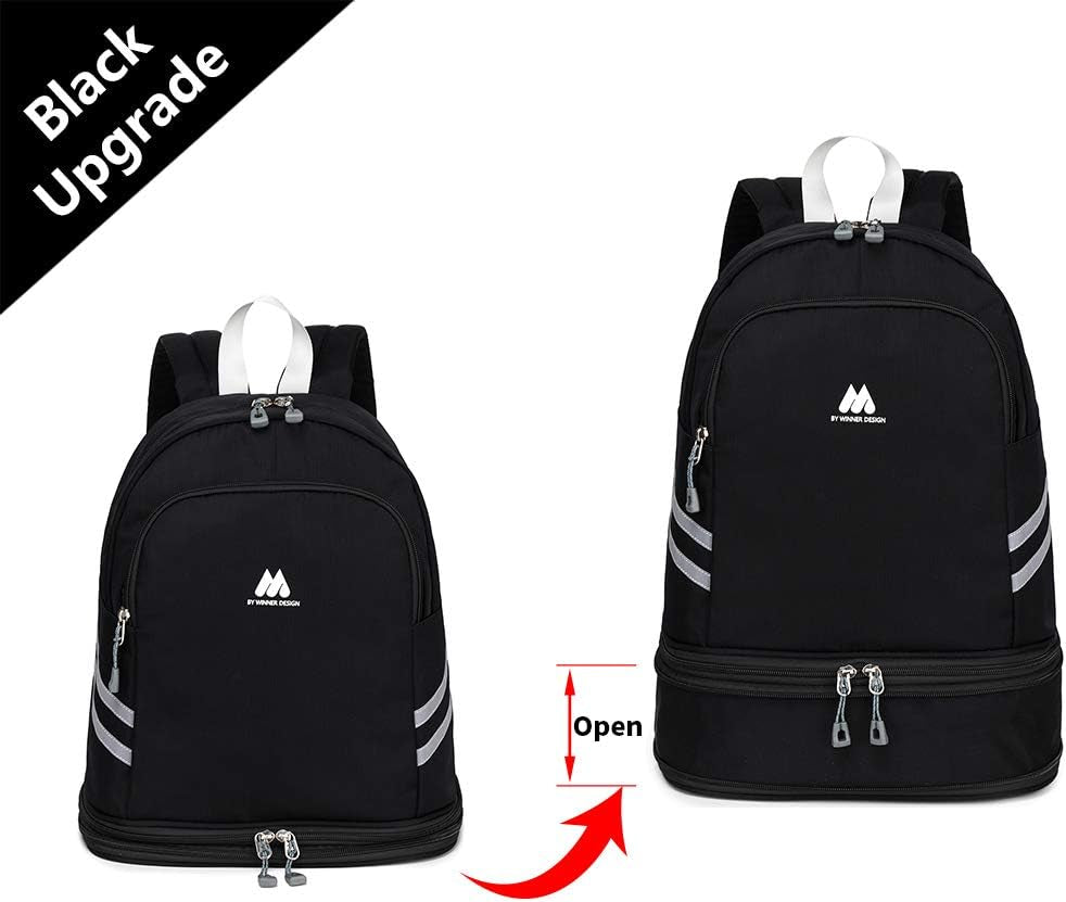 Gym Backpack for Women with Shoe Compartment & Wet Pocket & Lunch Compartment, Waterproof Gym Bag Laptop Purses(Black)