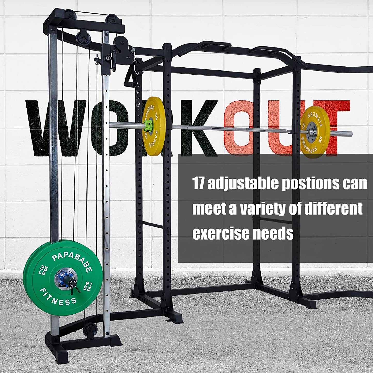 Power Cage, Squat Rack with Cable Crossover Power Rack with LAT Pulldown(Power Cage with Cable Crossover)