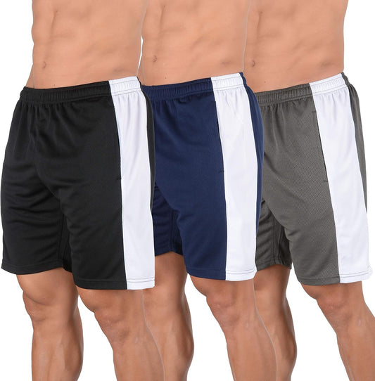 Mens Shorts Pack of 3 Athletic Basketball Gym Workout Running 116#3 L