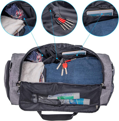 Sports Gym Bag with Shoes Compartment &Wet Pocket Gym Duffel Bag Overnight Bag for Men and Women