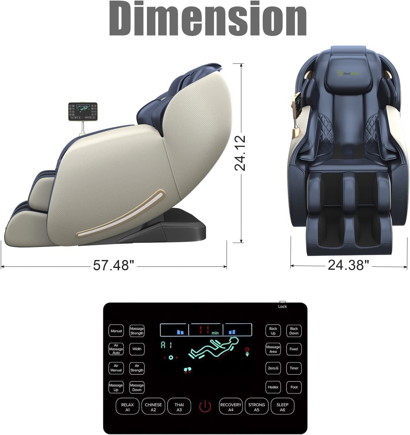 Massage Chair, Full Body Zero Gravity SL Track Massage Chair, Shiatsu Massage Chair Recliner with Heat Body Scan Foot Roller, Favor-06