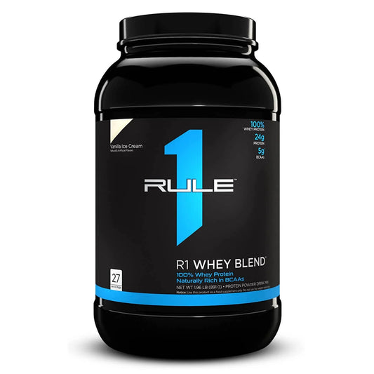 RULE 1 Whey Blend 27 Serv Vanilla Ice Cream 100% Whey Protein Blend 1.96Lb